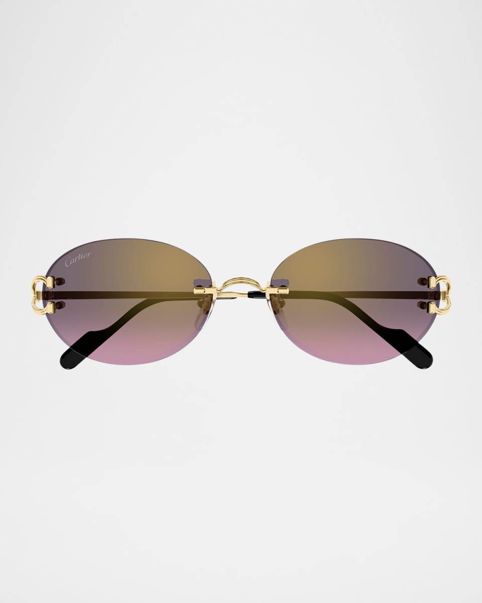 Rimless Metal Round Sunglasses